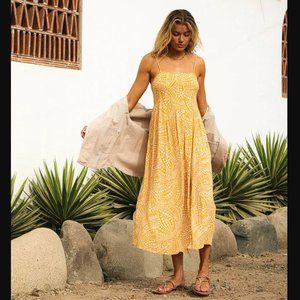 O'NEILL Women's Lailey Midi Dress Size XS in Bright Gold